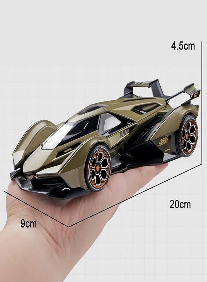 سيارة لامبورغيني V12 GT لعبة معدنية مصبوبة من DEZICON بمقياس 1:22، مناسبة للأطفال، مزودة بإضاءة وصوت وباب قابل للفتح بالسحب للخلف، وهي نموذج سيارة قابل للتجميع. - Image 2